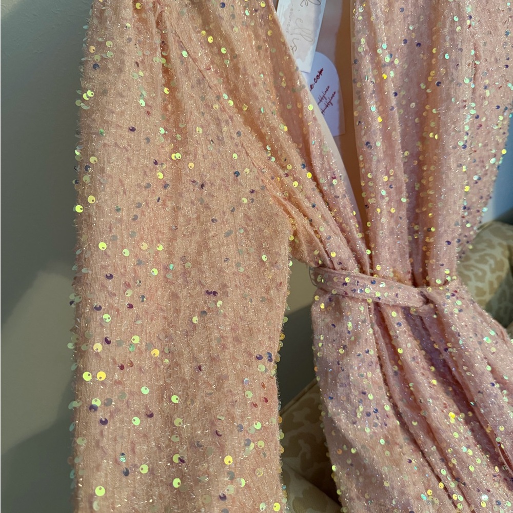 Buddy Love Pink Sequin Wrap Dress - Picture 2 of 6